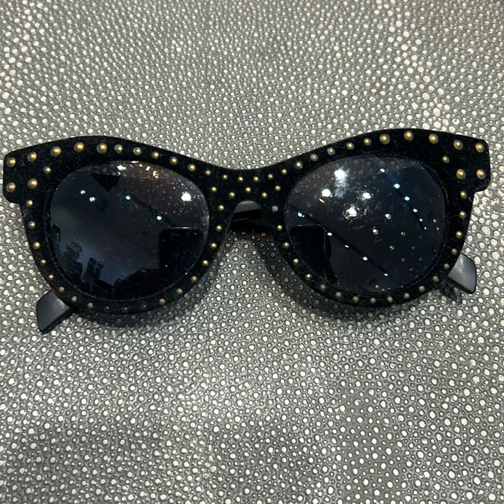 Italia Independent black velvet cat eye sunglasses 096VR-009/B12